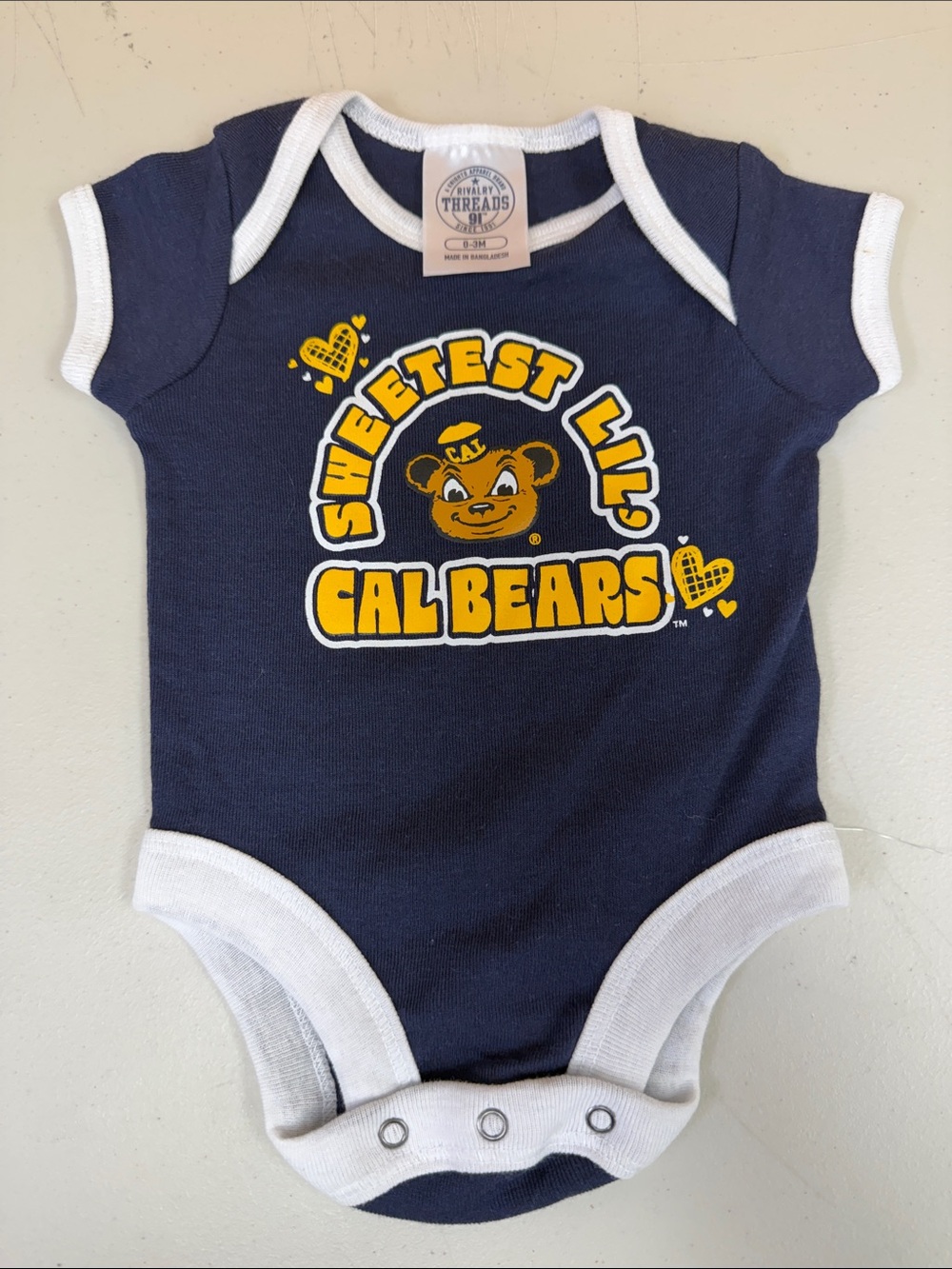 Rivalry Threads Sweetest Lil' Cal Bears Navy One-Piece Bodysuit size 0-3 months